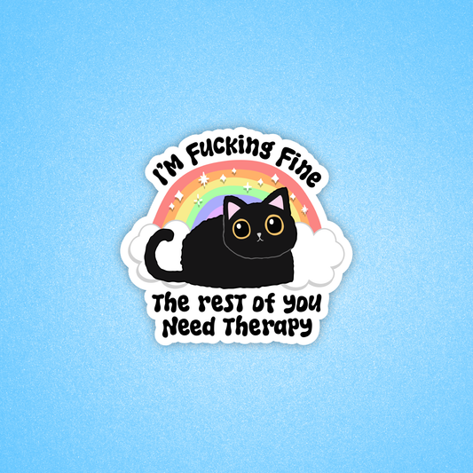 Mental health sticker, Therapy sticker, Cat sticker