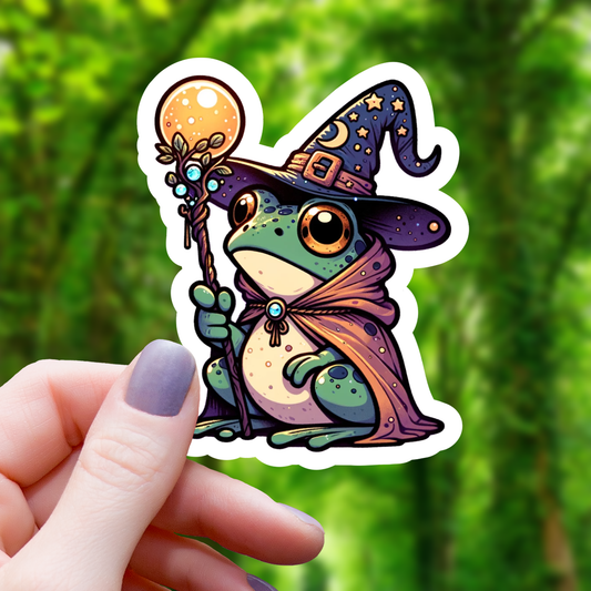 Frog Wizard With Hat Sticker - 3"