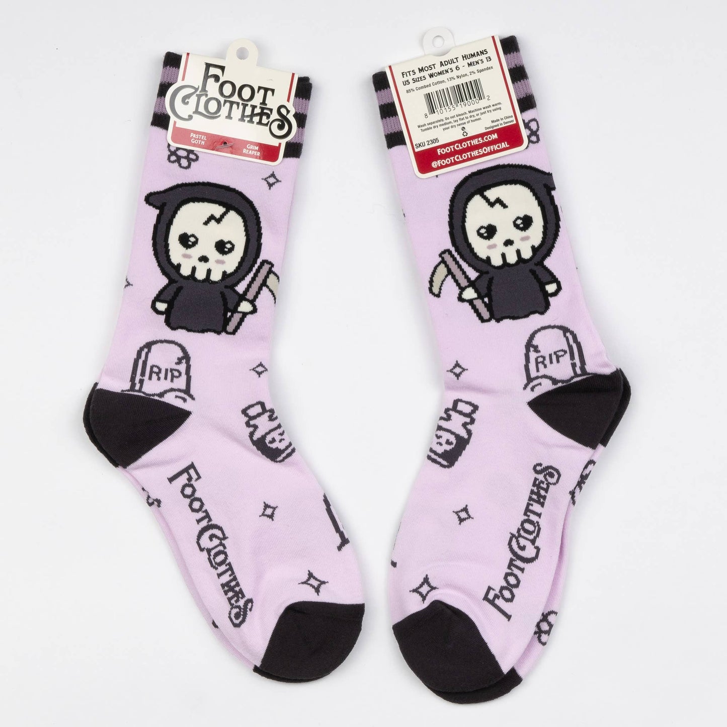 Pastel Goth Grim Reaper Crew Socks