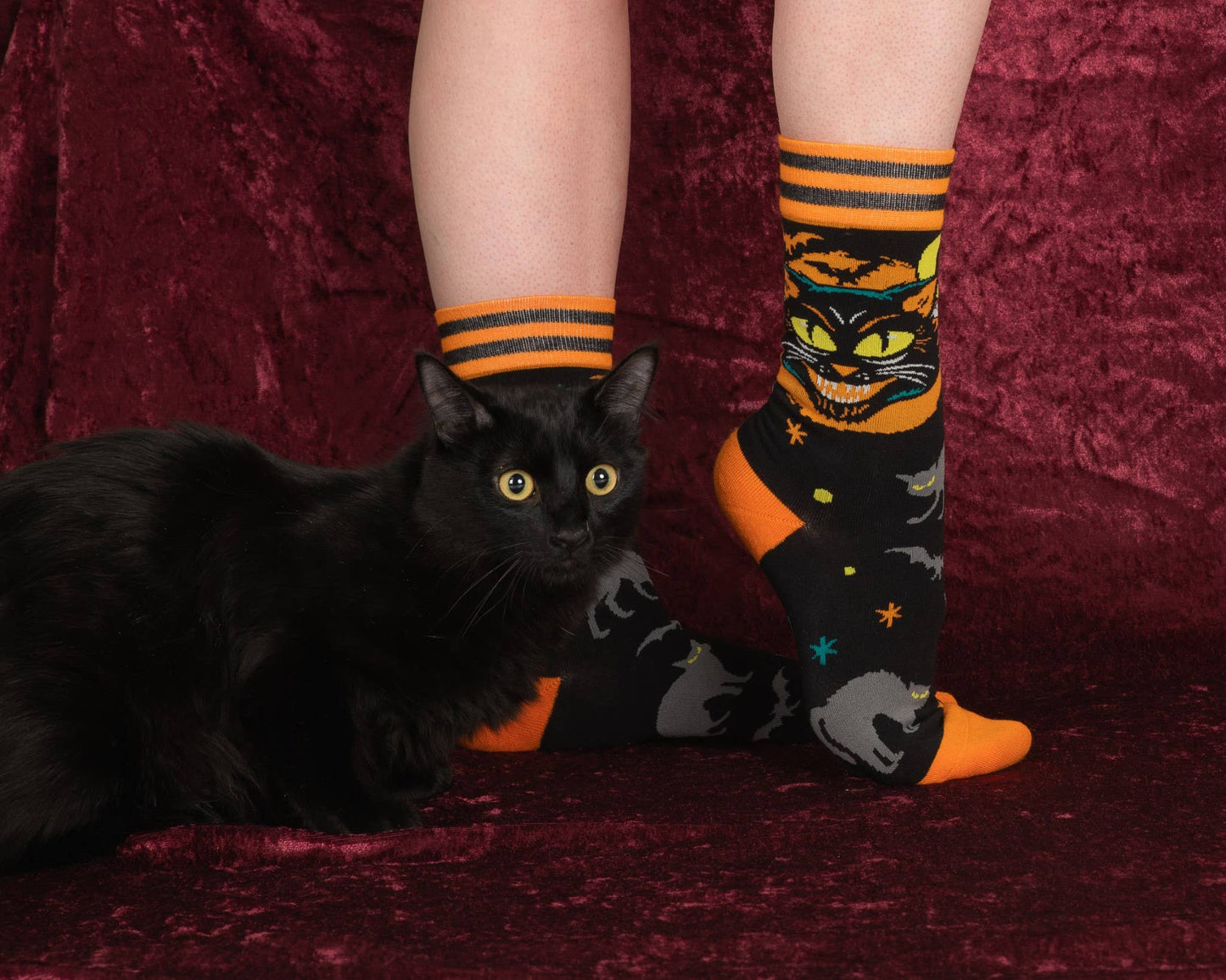 Vintage Black Cat Crew Socks