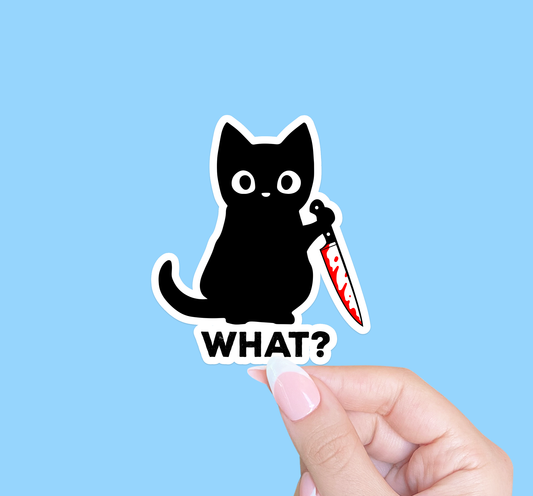 Killer cat sticker, Funny cat sticker, Black cat sticker