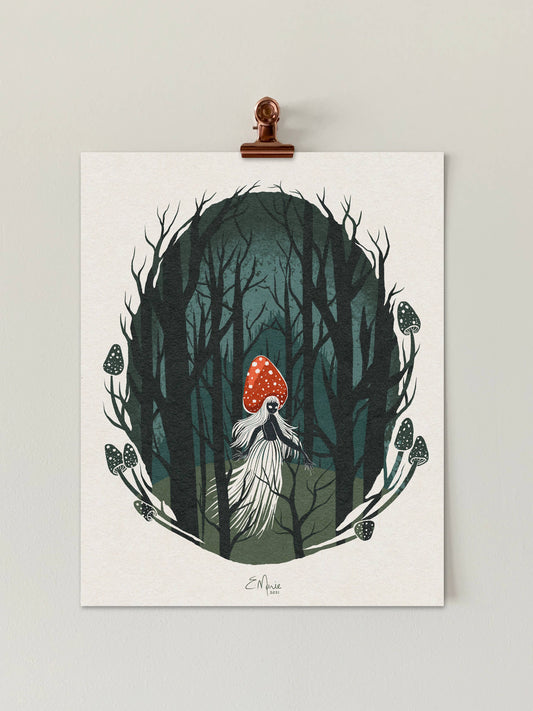 Forest Mushie 8x10 Art Print | witchy | cottagecore | cryptid | mushroom