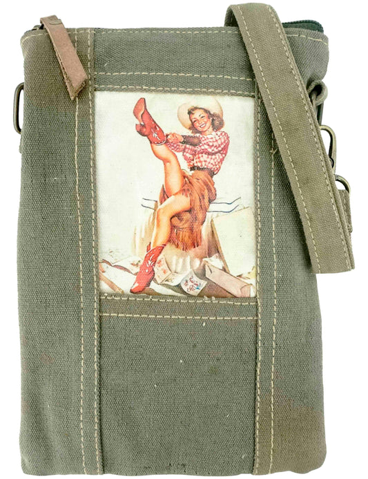 Red Boots Cowgirl Recycled Tent Crossbody