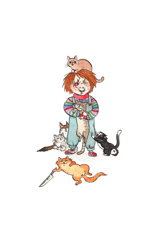 Child's Play with Cats - Chucky with Cats Print